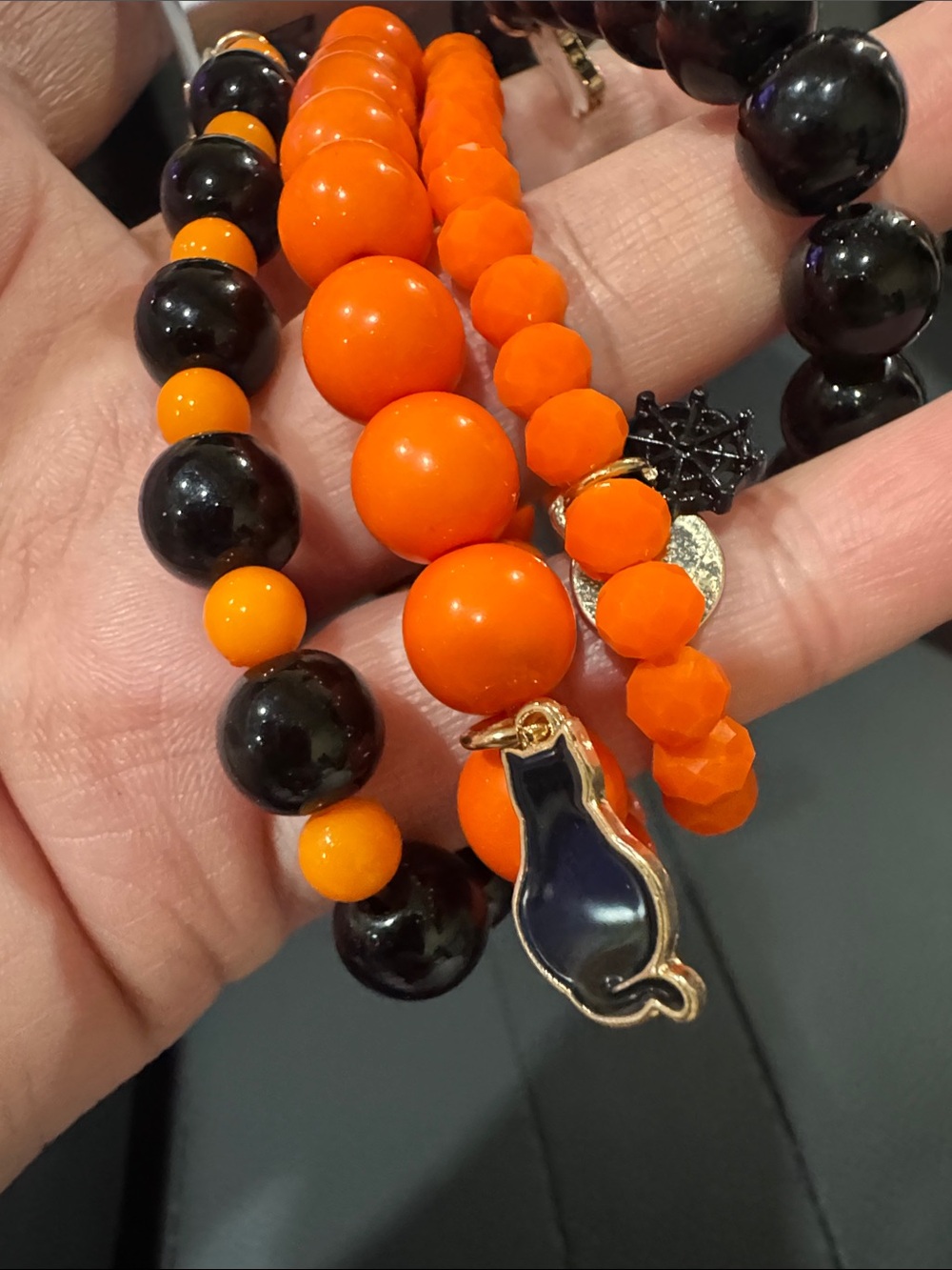 Halloween Time and Tru Orange and Black Beaded Bracelet Stack - Picture 5 of 6